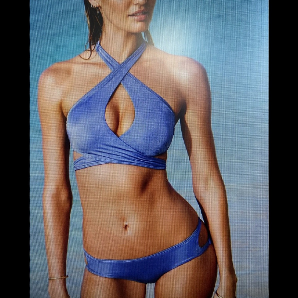 VS blue wrap around Bikini  Halter large